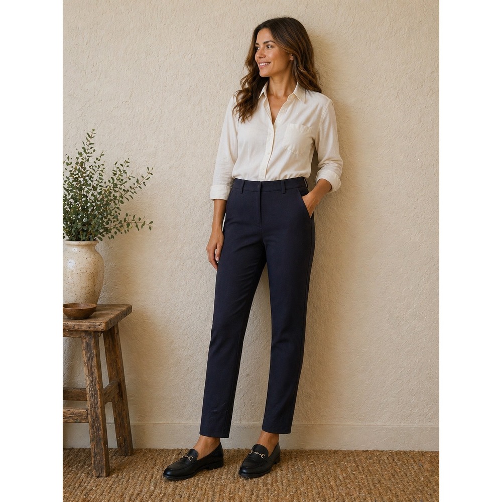 Talbots High-Waist Jegging Ankle Pants Navy Blue Size 4 Slim Trousers L43